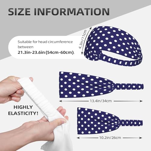Blue and white Polka Dot Headband - Elastic Fashion Hair Band for Sports, Yoga, Daily Wear - color: 13