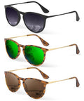 KALIYADI Sunglasses Womens Polarized Womens-Sunglasses: Trendy Sun Glasses with UV400 Retro Style for Party Beach Shopping - color: C14 Leopard /Green + Black/Gradient Grey + Leopard/Brown