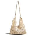 Crochet Beach Bags for Women Woven Purses Shoulder Bag Tote Handbag Summer Beach Purse - color: Wy13-white