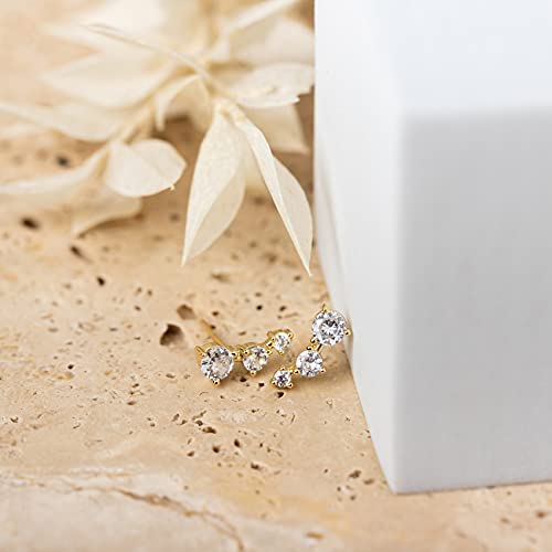 PAVOI 14K Gold Plated Cubic Zirconia Ear Crawler Earrings - Faux Diamond Ear Climber Fashion Earrings for Women - style: Mini