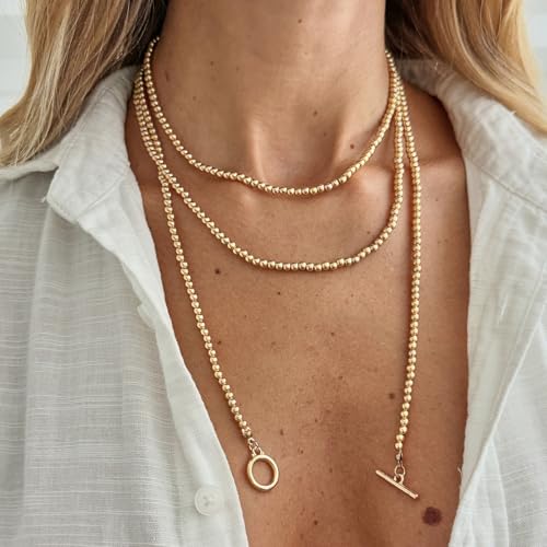 Statement Long Necklaces for Women Vintage Layered Beaded Long Chain Necklaces Boho Y Shaped Tassel Long Pearl Necklace Statement Bead Necklace Jewelry Gift for Women - style: Gold OT