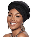 African Women Turban Caps Pre-Tied Twisted Turbans Head Scarf for Women Hair Wraps Cover Beanie Cancer Chemo Headwear - color: 1 Pack Twisted Braid: Black