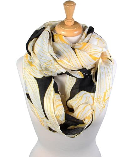 Scarfand's Romantic Rose Prints & Floral Patterns Lightweight Infinity Fashion Scarves Wraps - color: Petals Black