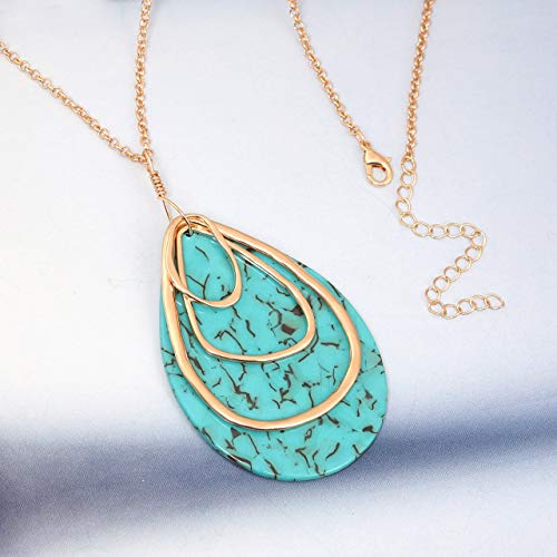 MOLOCH Long Necklace For Women Geometry Teardrop Acrylic Circle Pendant Necklace Statement Boho Acetate Resin Necklace Minimalist Gift - color: Green
