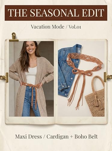 TeeYee Women's Waist Belt Adjustable Boho Style Handwoven Bohemia Tassel Rope Tie with Wooden Beads Braided Chain for Dress - color: 284tan