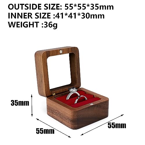 Wooden Ring box，Clear Skylight Ring Case,Solid Wood Square Jewelry Storage Box-ring bearer pillow for Wedding Ceremony, Engagement(red velvet) - color: Transparent skylight - 1 slot - Red velvet