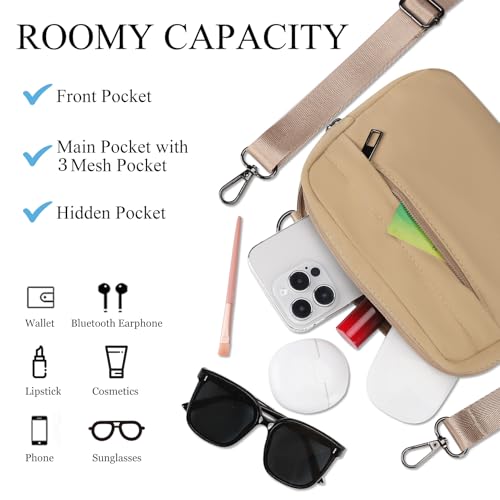 MAXTOP Small Crossbody Bags for Women Belt Bag Fanny Pack with Adjustable Strap - color: Khaki, style: Small Crossbody Bag