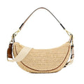 Straw Crossbody Bags for Women Crescent Woven Shoulder Handbag Summer Beach Hobo Purses with Adjustable Strap - color: Khaki