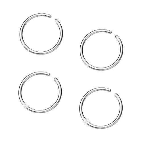 Hoop Cartilage Earring Fake Earrings Nose Rings Septum Nose Ring Stainless Steel for Women Men Girls - color: A-Silver