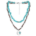 Pingyongchang Boho Layered Western Turquoise Necklaces for Women Vintage Stone Beaded Chokers Butterfly Catus Chain Country Concert Cowgirl Cowboy Jewelry Holiday Gifts - style: C Moon 2