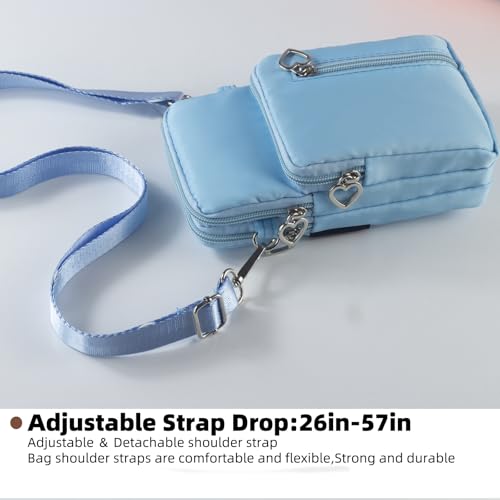 JANKS Small Crossbody Bag for Women - Mini Phone Purses with Crossbody Strap and Wallet - Nylon Arm Bag - color: A-lightblue