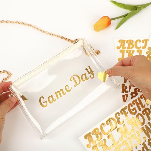 Clear Purse for Women Stadium Approved, Trendy Cute Clear Crossbody Bag, Stickers DIY Stadium Bag for Concerts, Game Day, Sports, Festival