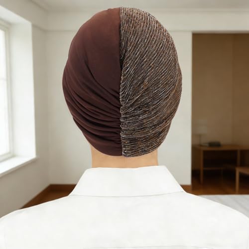 XYIYI Chemo Headwear Turban for Women, Cancer Patients Head Wrap Cover Hat for Hair Loss - color: Coffee