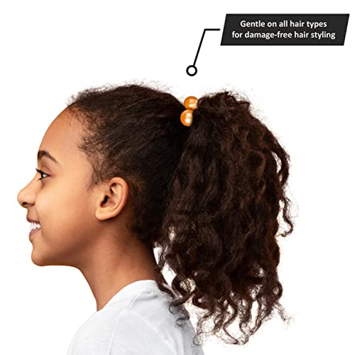 24pc Marble Finish Twin Bead Ponytail Ball Hair Elastics-Girls & Toddlers | Brightly Colored Hair Ties for Girls & Toddlers. Fun Kids Hair Accessories. Colorful Ponytail Balls Cute - color: Glossy