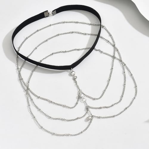 Gold Pearl Thigh Chain Layered Sexy Leg Wrap Garter Belt Boho Beach Body Chain Jewelry Bikini Thigh Accessory for Women - color: Silver