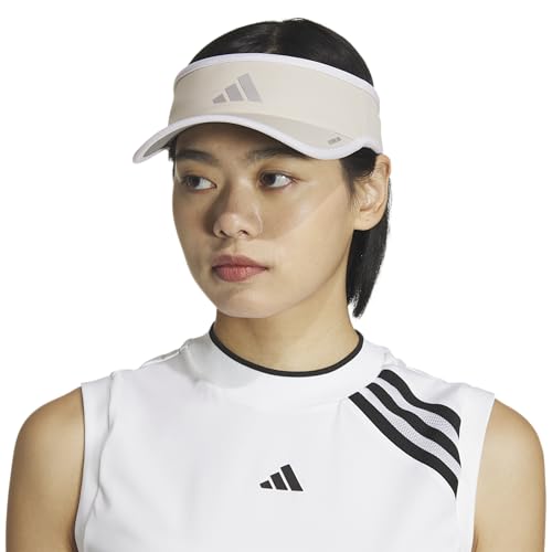 adidas Women's Superlite Visor – Lightweight Moisture-Wicking Running Tennis Hat - color: Alumina Beige/Silver Metallic/White/3