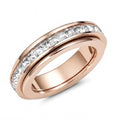 6mm Titanium Fidget Rings for Women Anxiety Relasing, Full Cubic Zirconia Ring Eternity Wedding Band Ring Love Statement Jewelry, Hypoallergenic Stainless Steel Gold Rings for Women No Tarnish - color: rose gold-fidget