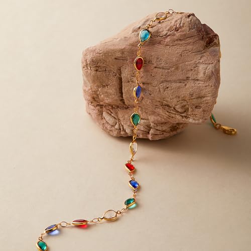 Beaded Choker Necklaces for Women 18k Gold Plated Dainty Gold Choker Necklaces for Women - style: Colorful Oval 23
