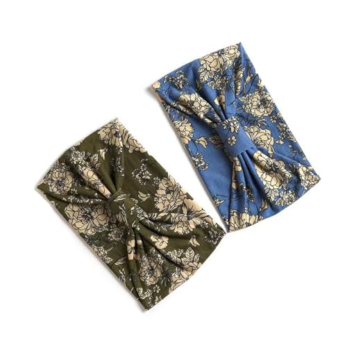 Boho Headband Fashion Wide Headband Knoted Turban Yoga Workout Head Bands Hair Accessories For Women (flower4, Pack of 2) - color: flower4, size: 1 Count (Pack of 2)