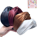 4 Pack Wide Knotted Headbands Satin Cross Knot Headbands Fashion Hair Bands-Solid Colors - color: Solid Color