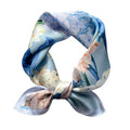 MEISEE 100% Pure Mulberry Silk Scarf 21" Square Scarf Neckerchief Headscarf Breathable Lightweight for Women Gift Packed - color: M3 Blue + Gray