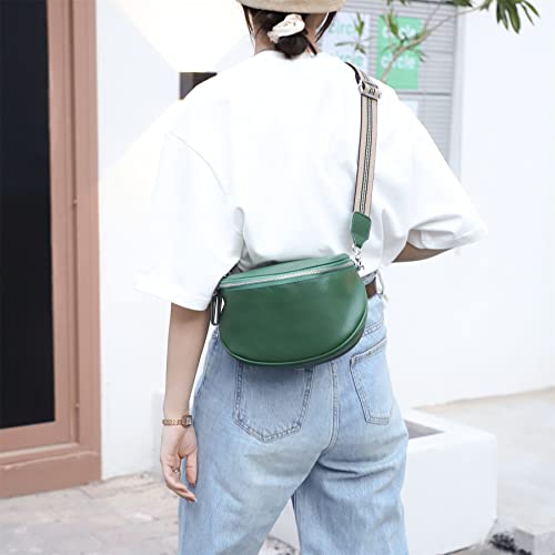 Fanny Pack Crossbody Bags For Women Genuine Leather Fashion Belt Bag Waist Purse (Green01) - color: Green01