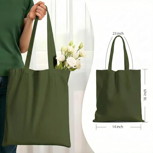 1 Pack Available Premium Canvas Reusable Tote Gift Bags,Made of Natural Canvas with Handle,Work,DIY,Shopping(Olive Green) - color: C8-olive Green 1 Pack