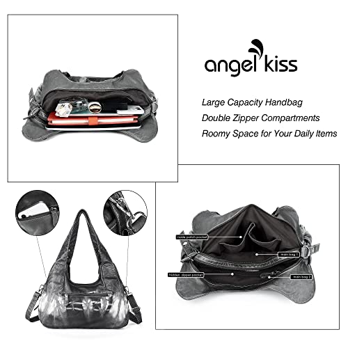 Angelkiss Hobo Purses and handbags for Women Satchel Handbag Women Purses Large Daily Shoulder Bags | Purses - color: Smoky Grey