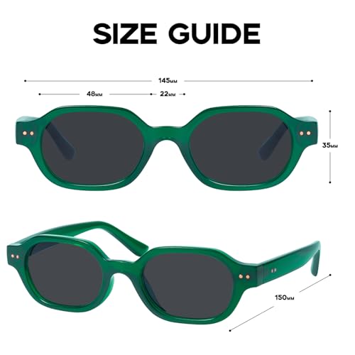 mosanana Retro Hexagon Sunglasses for Women Trendy Small 2026 MS52595 - color: C8 Green/Grey