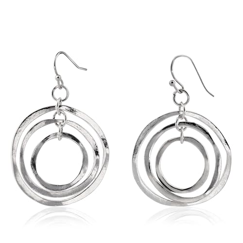 Silver Circle Earrings Sterling Silver Earrings for Women Bohemian Earrings Hypoallergenic Irregular Dangle Earrings Boho Earrings for Women
