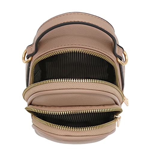 FashionPuzzle Two Compartment Mini Crossbody Bag | Two Compartment - color: Taupe