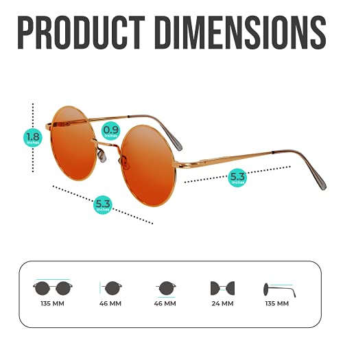 Retro Round Sunglasses Small Colored Lens Hippie Glasses - style: Orange