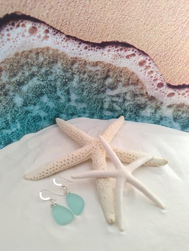 Popular Recycled Sea Glass Earrings on Sterling Silver Hooks - color: SeaFoamGreen2