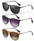 KALIYADI Sunglasses Womens Polarized Womens-Sunglasses: Trendy Sun Glasses with UV400 Retro Style for Party Beach Shopping - color: C6 Black/Gradient Purple + Black/Grey + Leopard/Gradient Brown