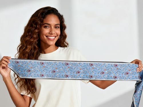 Sumolux Head Hair Scarf for Women Neck Purse Bag Handbags Scarf Like Silk - color: Blue New Cashew