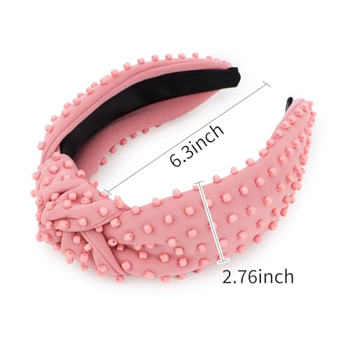 YISSION Blush Pink Knotted Headband for Women - Wide Beaded Hair Hoop, Romantic Valentine's Day Hair Accessory for Daily Wear, Dating & Casual Outfits - color: Dusty Pink