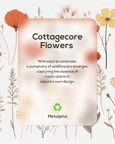 METALPHA Aesthetic Tote Bag for Women Girls - Resuable Double-Sided Printed Canvas Tote Bag with Snap Closure and Pocket - color: Cottagecoreflowers