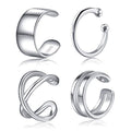 CHIC & ARTSY 925 Sterling Silver Ear Cuffs for Women, Non Piercing Clip On Cartilage Cuffs, Adjustable Fake Conch & Helix Earrings, Gold Plated & Oxidized Various Styles - color: ear cuff #3