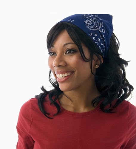 Gift Packaging Bandana for Men Women - 100% Cotton, Paisley, 22x22 In, 1 Pack - Large Bandanna Handkerchief Cowboy Hanky - color: Navy Blue