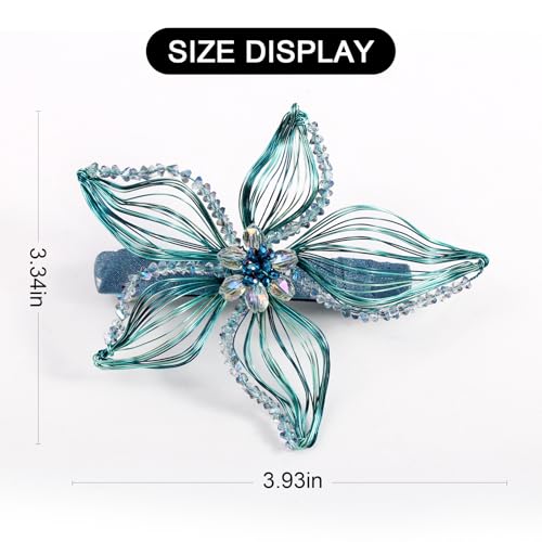Mistofu DIY Copper Wire Metal Hand-woven High-level design Barrettes Elegant Hair Accessories, Gifts for Women Girls (teal-a) - color: teal-a