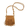 Women Leather Fringe Messenger Bag Mini Hobo Crossbody Tassel Shoulder Bags - color: Suede Brown