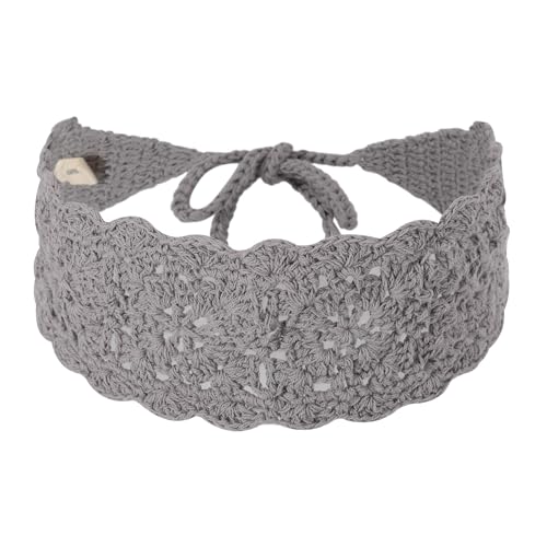 ZLYC Women Floral Headband Handmade Crochet Knit Vintage Hair Bands (Plain Gray) - color: Plain Gray