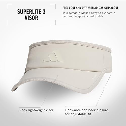 adidas Women's Superlite Visor – Lightweight Moisture-Wicking Running Tennis Hat - color: Wonder Alumina Grey/Alumina Beige/3