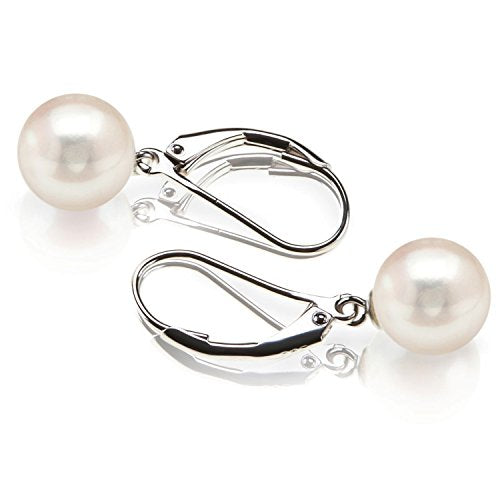 PAVOI 925 Sterling Silver Simulated Shell Pearl Earrings Leverback Dangle Studs