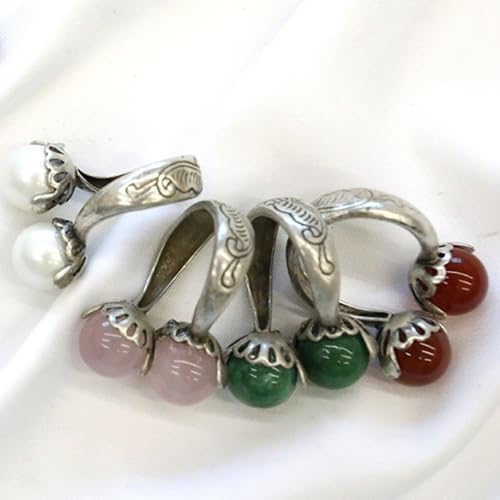 Korean Style Gemstone Hanbok Ring for Women – Adjustable Cherry Ring Traditional Korean Jewelry, Gift Box Option, Fashion Accessory for Daily & Special Occasions - color: Green