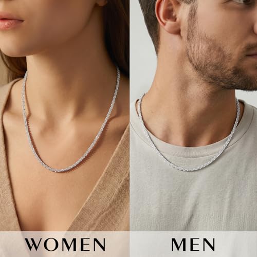 S925 Sterling Silver Chain Necklace for Women - 4.5MM S925 Sterling Silver Sparking Chain Necklace Handmade Jewelry Silver Necklaces for Women 16/18/20/22/24 Inch - color: 24"
