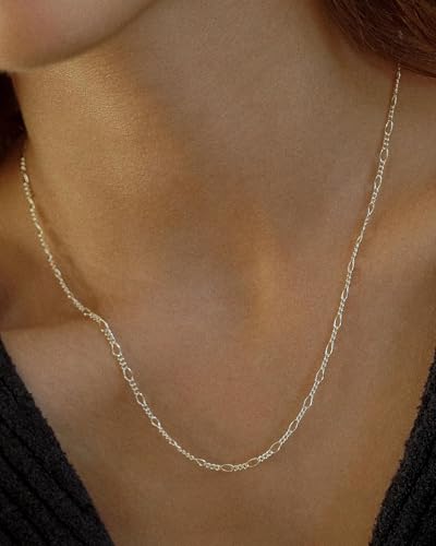 Gold/Silver Chain Necklace for Women Trendy - 925 Sterling Silver Dainty Waterproof Hypoallergenic Sturdy 18K Gold Plated Necklaces Jewelry Gift 14-20 Inch - color: Sterling Silver, size: 20"+2"