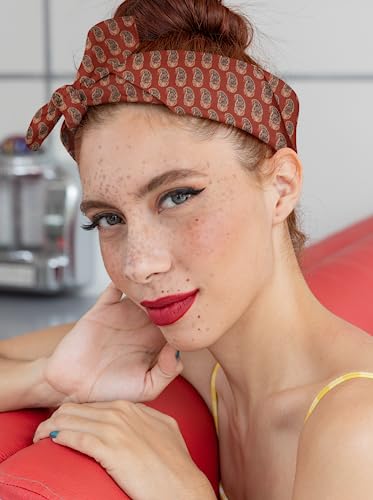 AVKA Studio 100% Cotton Bandanas for Women & Men, 2 Pack 20x20 Inch, 22x22 inch Hand Printed, Lightweight Cotton Handkerchief - color: Terracotta Red, size: 20 x 20 Inches