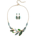 Vintage Chunky Statement Jewelry Set Retro Leaf Floral Geometric Bohemian Boho Bib Necklace Earring Set Fashion Costume Jewelry for Women Girls Wedding Party Prom Unique Gift - style: branch leaf-green gold