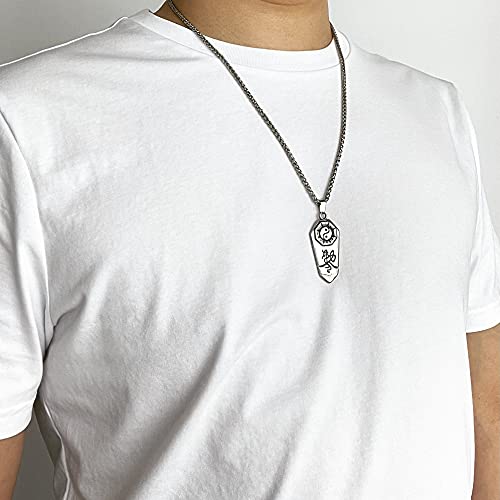 Men's Stainless Steel Necklace Taoist Yin Yang Taichi Symbol Amulet Pendant with 24 Inches Link Chain